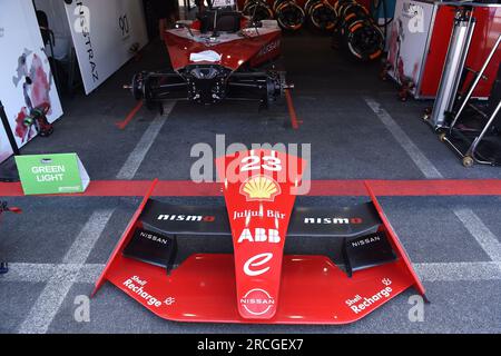 Rome, Latium. 14 juillet 2023. Nissan box lors de la pratique libre de l'Eprix à Rome. Rome (Italie), 14 juillet 2023 Photographer01 crédit : Agence de photo indépendante/Alamy Live News Banque D'Images