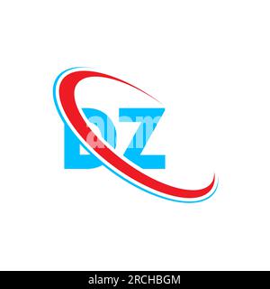 Logo DZ D Z lettre. Lettre initiale DZ cercle lié majuscule monogramme logo rouge et bleu. Logo DZ, design D Z Illustration de Vecteur