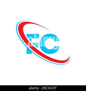Logo FC F C lettre. Lettre initiale FC cercle lié au monogramme logo rouge et bleu. Logo FC, design F C. Illustration de Vecteur