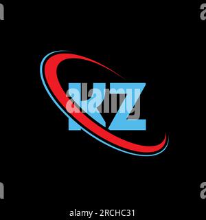 Logo de lettre KZ. Logo KZ couleur rouge et bleu. Illustration de Vecteur