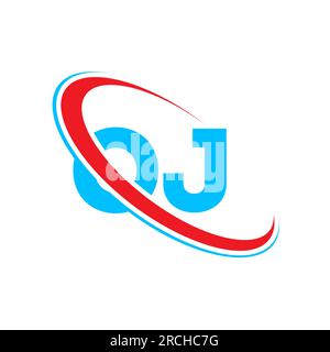 Logo de la lettre OJ O J. Lettre initiale OJ cercle supercase logo monogramme rouge et bleu. Logo OJ, O J design Illustration de Vecteur