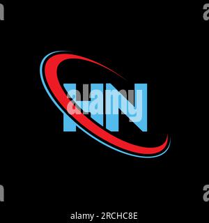 Logo HN H N lettre. Lettre initiale HN cercle lié majuscule monogramme logo rouge et bleu. Logo HN, design H N. hn, h n Illustration de Vecteur