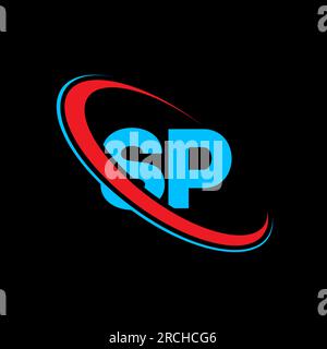 Logo SP S P lettre. Lettre initiale SP cercle lié majuscule monogramme logo rouge et bleu. Logo S P, design S P. sp, s p Illustration de Vecteur