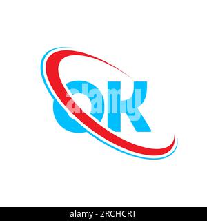 Logo OK O K lettre. Lettre initiale OK cercle lié supercase monogramme logo rouge et bleu. Logo OK, O K design Illustration de Vecteur