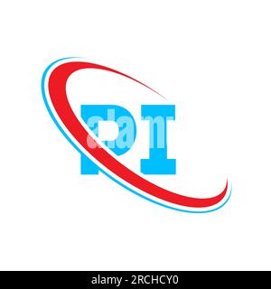 Logo de lettre PI P I. Lettre initiale PI cercle lié au monogramme majuscule logo rouge et bleu. Logo PI, design P I. Illustration de Vecteur