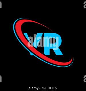 Conception de logo de lettre VR V R. Lettre initiale VR cercle lié majuscule monogramme logo rouge et bleu. Logo VR, conception V R. vr, v r Illustration de Vecteur