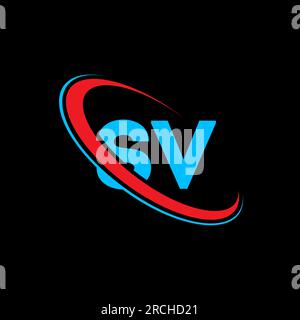 Logo SV S V lettre. Lettre initiale SV cercle lié majuscule monogramme logo rouge et bleu. Logo S V, design S V. sv, s v Illustration de Vecteur