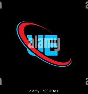 Logo UE U E lettre. Lettre initiale UE cercle lié majuscule monogramme logo rouge et bleu. Logo UE, design U E. ue, u e Illustration de Vecteur