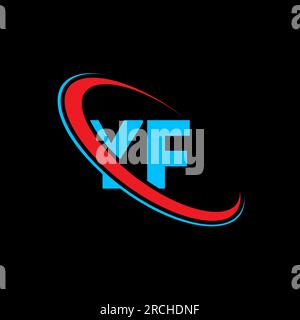 Conception de logo de lettre YF y F. Lettre initiale YF cercle lié majuscule monogramme logo rouge et bleu. Logo YF, conception y F. yf, y f Illustration de Vecteur