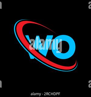 Logo WO W O lettre. Lettre initiale WO cercle lié majuscule monogramme logo rouge et bleu. Logo WO, W O design. wo, w o Illustration de Vecteur