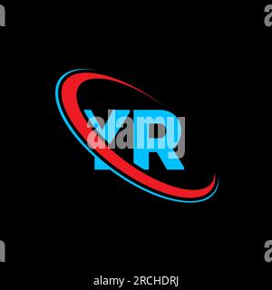 Logo YR y R. Lettre initiale YR cercle lié majuscule monogramme logo rouge et bleu. Logo YR, conception y R. yr, y r Illustration de Vecteur