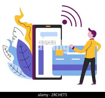 Achat en ligne application mobile de paiement par carte de crédit Illustration de Vecteur