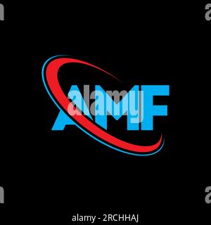 Logo AMF. Lettre de l'AMF. Conception du logo de la lettre AMF. Initiales AMF logo lié à un cercle et logo monogramme majuscule. Typographie AMF pour la technologie, les entreprises Illustration de Vecteur