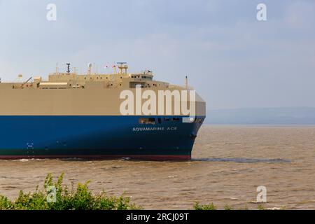 Roro Aquamarine Ace en route pour Royal Portbury Docks Banque D'Images