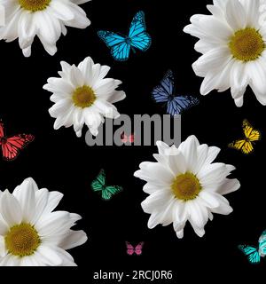 Papillons colorés pour papier décoratif. Illustration abstraite d'insectes. Banque D'Images
