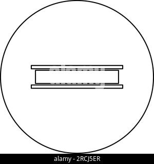 Poutre poutre poutre en I barre en acier pièce de rail pour la construction concept de l'industrie des métaux icône de matériau de construction en cercle rond noir vecteur de couleur Illustration de Vecteur