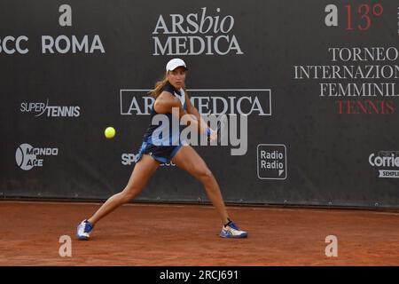 Lors du match de quart de finale de l'ITF W60 Women's tennis ATV Open le 14 juillet 2023 au Circolo Antico Tiro a Volo à Rome, en Italie Banque D'Images