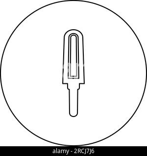 Détecteur de métaux à main a tenu l'icône personnelle de scanner de concept de sécurité d'aéroport dans le cercle rond de couleur noire illustration vectorielle de la ligne de contour d'image de contour Illustration de Vecteur