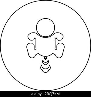 Enfant pets icône soufflant dans le cercle rond couleur noire illustration vectorielle image contour ligne contour fin style simple Illustration de Vecteur