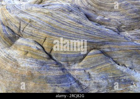 Patrons de grès autour de Wadi Ba'aja près de Little Petra, région d'Al-Sharat en Jordanie, Moyen-Orient Banque D'Images