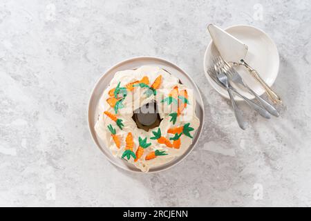Gâteau de carotte avec glaçage au fromage à la crème Banque D'Images