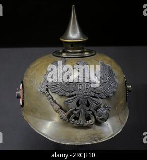 Première Guerre mondiale (1914-1918). Casque de campagne de soldat de l'armée allemande. Musée letton de la guerre. Riga. Banque D'Images