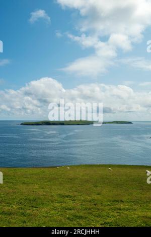 Sandwick, Sandsyre et Mousa villages et îles dans les îles Shetland, en Écosse. Banque D'Images