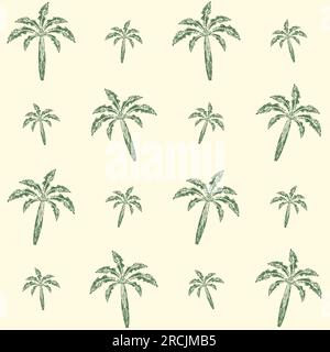 Palm Tree Seamless motif Vintage illustration texture Grunge illustration vectorielle isolé sur fond beige Illustration de Vecteur