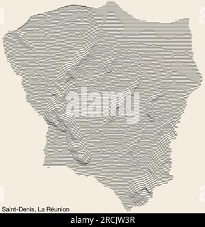 Carte topographique en relief de SAINT-DENIS (LA RÉUNION), FRANCE Illustration de Vecteur