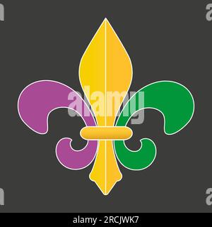 Mardi gras Fleur de LIS icône dessin animé élément Vector illustration isolé sur fond noir Illustration de Vecteur