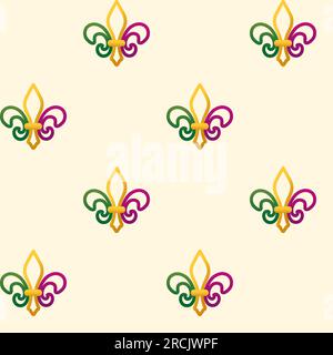 Mardi gras Fleur de LIS Seamless pattern Contour Color design Illustration vectorielle isolé sur fond clair Illustration de Vecteur