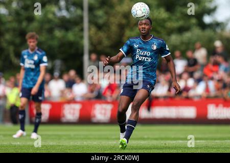 Barendrecht, pays-Bas. 15 juillet 2023. BARENDRECHT, PAYS-BAS - JUILLET 15 : Antoni Milambo de Feyenoord lors du match amical de pré-saison entre Feyenoord et Union Saint-Gilloise au Sportpark Smitshoek le 15 juillet 2023 à Barendrecht, pays-Bas (photo Hans van der Valk/Orange Pictures) crédit : Orange pics BV/Alamy Live News Banque D'Images