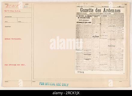 Légende de l'image : propagande allemande représentant la victoire surprise allemande à Soissons-Reims. Cette image a été utilisée dans la Gazette des Ardennes pour mettre en valeur les 45 000 prisonniers capturés par les Allemands. Banque D'Images