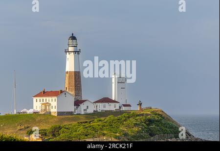 Paysage avec le phare de montauk Banque D'Images