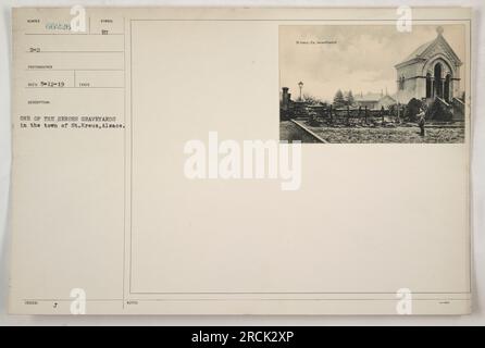 L'un des cimetières héros de la ville de St. Kreuz, Alsace, pendant la première Guerre mondiale. Photographie prise le 12 mai 1919 par le photographe Reco. La tombe au centre de l'attention porte le numéro 0-2 66226. Cette image fait partie de la collection appelée BU 2. Banque D'Images