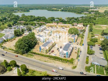 vue aérienne de la traversée de moulin à eau en cours de construction Banque D'Images