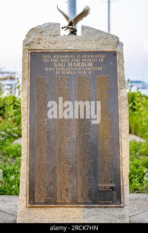 Monument commémoratif de la Seconde Guerre mondiale à Sag Harbor, NY Banque D'Images