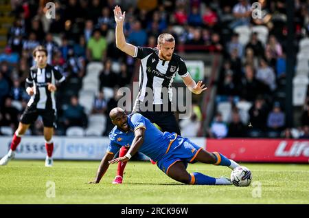 Cleethorpes, Royaume-Uni, 15 juillet 2023. Niall Maher lors du match amical de pré-saison entre Grimsby Town FC et Hull City FC à Blundell Park, Cleethorpes, UK.crédit : Jon Corken/Alamy Live News Banque D'Images