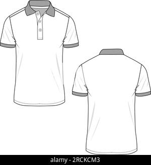 Décontracté polo t-shirt manches courtes technique modèle de vecteur de conception de dessin plat Illustration de Vecteur