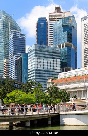 Merlion Park, Marina Bay, Singapour Banque D'Images