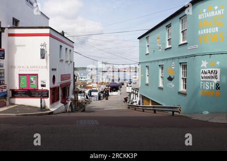 Une vue de Custom House Quay à Falmouth, Cornouailles, Angleterre. Banque D'Images