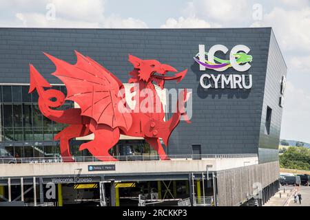 Signe du dragon gallois au Celtic Manor International Conference Centre, Newport, pays de Galles, Royaume-Uni Banque D'Images