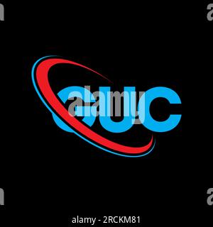 Logo GUC. Lettre GUC. Logo de lettre GUC. Initiales logo GUC lié avec cercle et logo monogramme majuscule. Typographie GUC pour la technologie, les entreprises Illustration de Vecteur