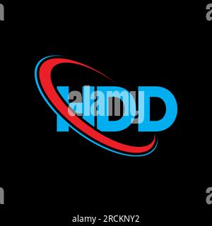Logo HDD. Lettre du disque dur. Logo HDD lettre. Initiales du logo HDD liées à un cercle et au logo monogramme majuscule. Typographie HDD pour la technologie, les entreprises Illustration de Vecteur