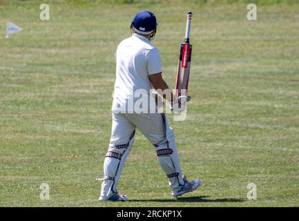 East Dean et Friston v Seaford. Match de cricket samedi après-midi dans le Sussex. Banque D'Images