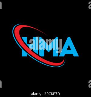 Logo HMA. Lettre HMA. Logo lettre HMA. Initiales logo HMA lié à un cercle et logo monogramme majuscule. Typographie HMA pour la technologie, les entreprises Illustration de Vecteur