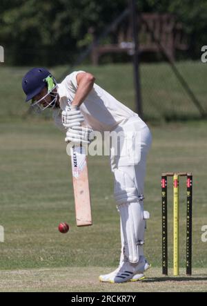 East Dean et Friston v Seaford. Match de cricket samedi après-midi dans le Sussex. Banque D'Images