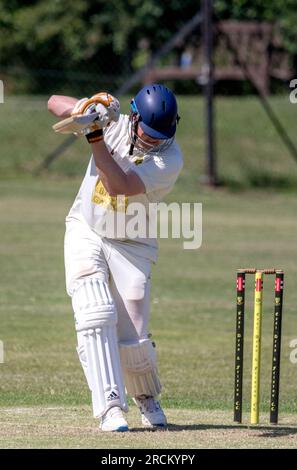 East Dean et Friston v Seaford. Match de cricket samedi après-midi dans le Sussex. Banque D'Images