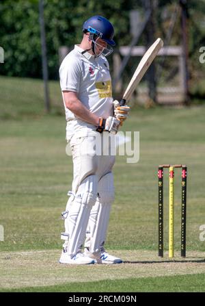 East Dean et Friston v Seaford. Match de cricket samedi après-midi dans le Sussex. Banque D'Images