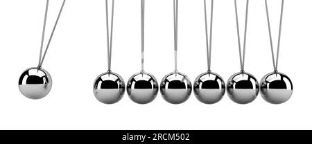 Newton's cradle isolé sur blanc - 3D render Banque D'Images